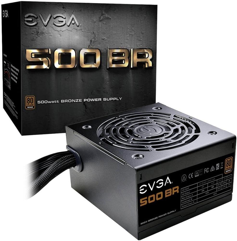 EVGA 100-BR-0500-K1 500 BR, 80+ Bronze 500W, 3 Year Warranty, Power Supply