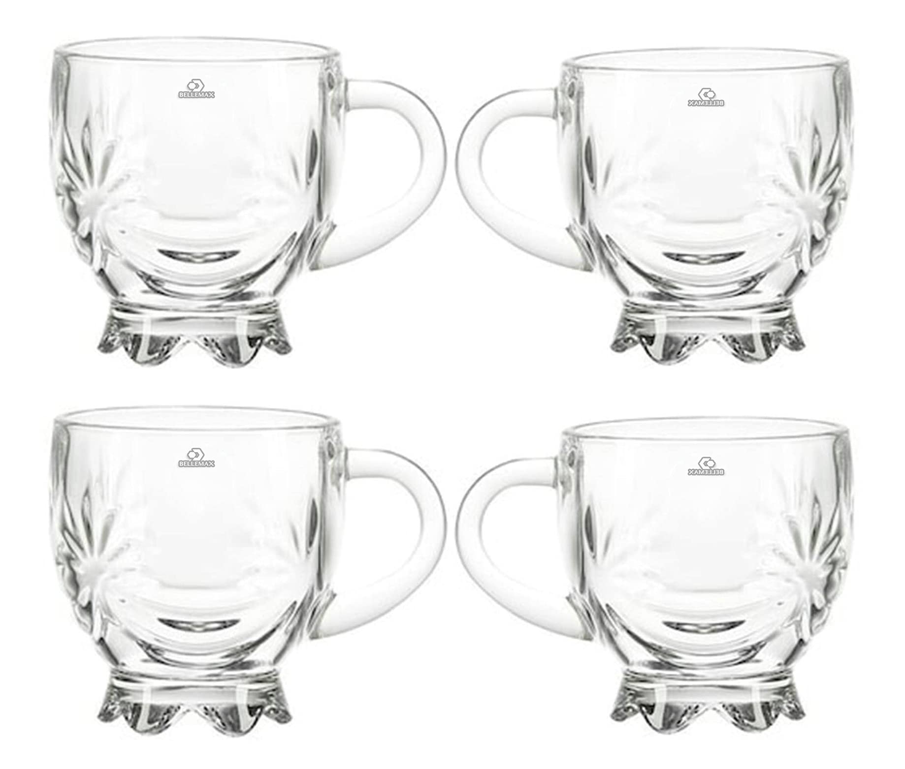 Bellemax Crystal Clear Tea Cups - Set of 4 -9 Bellemax Crystal Clear Tea Cups - Set of 4 -9
