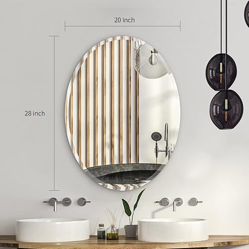 Miniatura 10 de Espejo de pared redondo, espejo circular de 18 pulgadas para baño, entradas, sala de estar, espejo de baño biselado sin marco