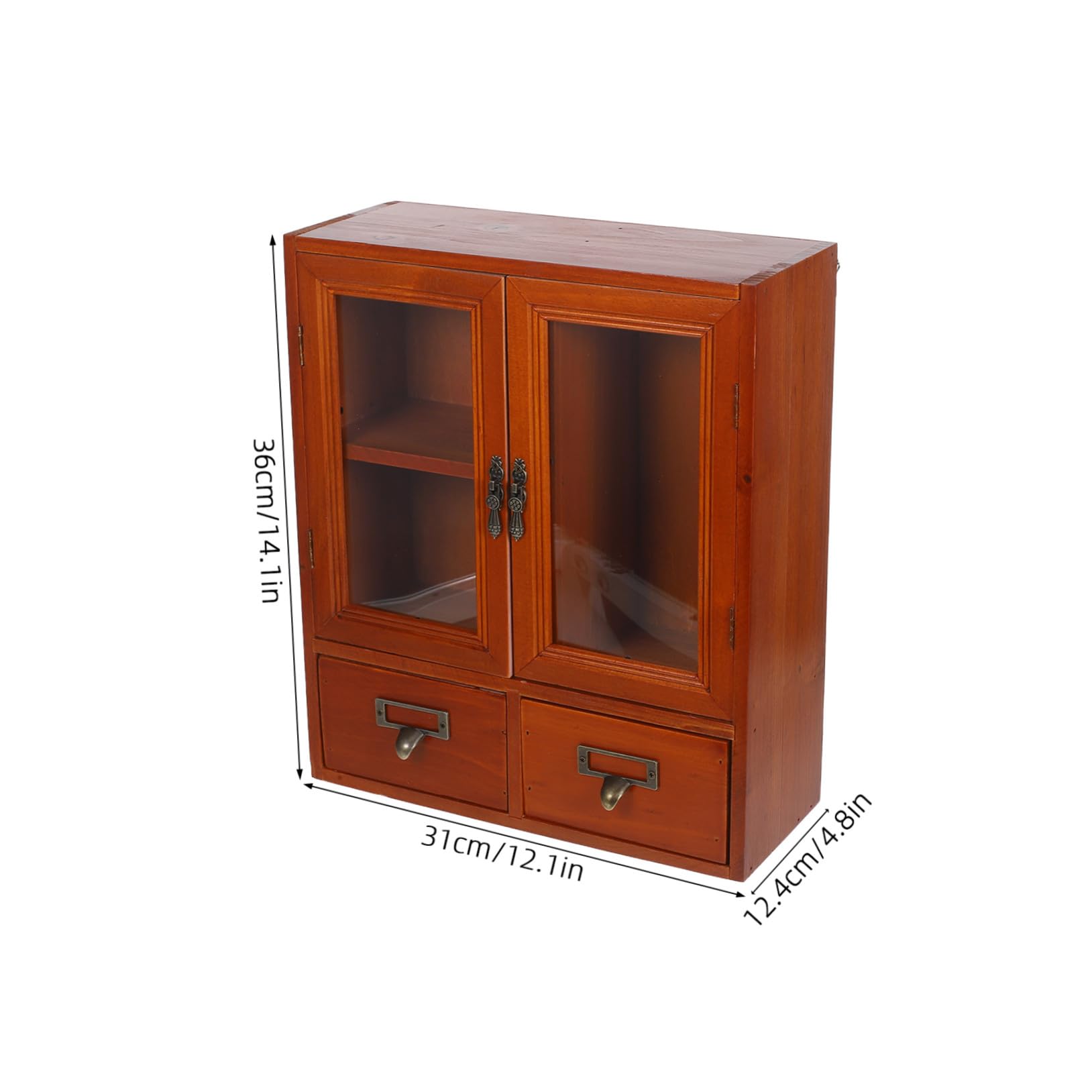 Vintage Kleines Schränkchen Holz mit Doppeltüren Großer Aufbewahrungsschrank für Wohnzimmer und Küche Niedriger Wandschrank im Klassischen Stil