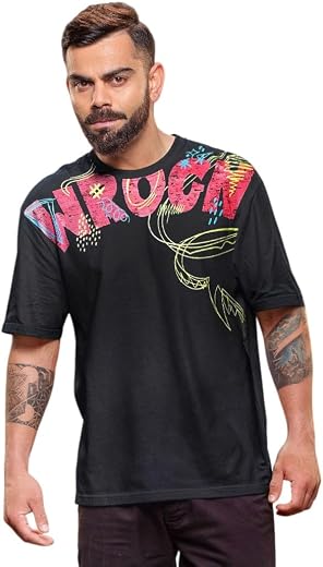 WROGN Men's 220 GSM Cotton Blend T-Shirt | Bold WROGN Placement Print | Oversized Fit