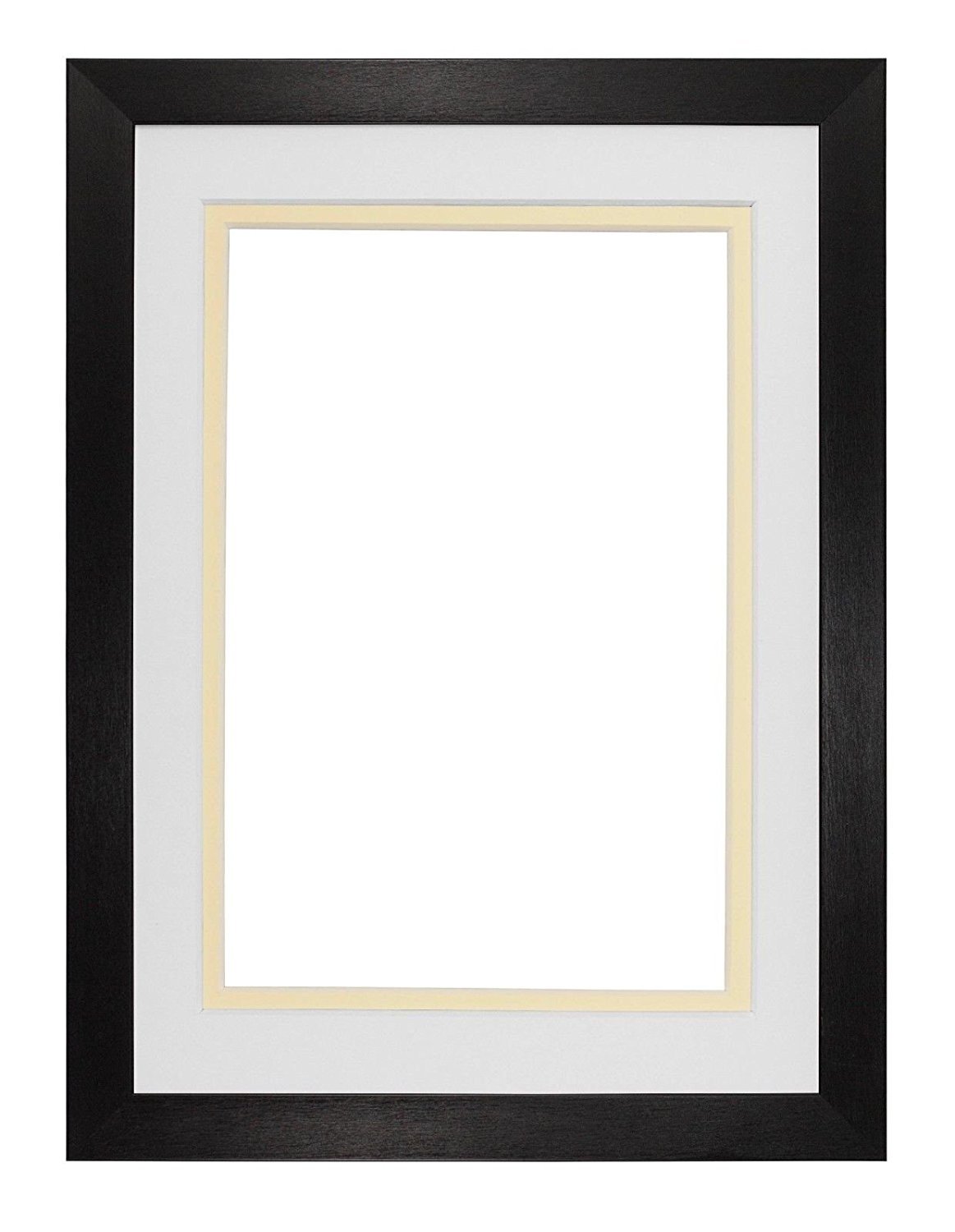 Memory Box Brushed Black Double Mount Photo/picture/poster frame with Perspex Sheet - White on Ivory Mount - 20"x16" for 16''x12 pictures