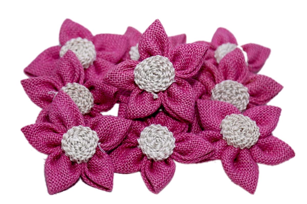 Jute Fab Quality Jute Decorative Flowers (Pack of 10)[DJD-3]