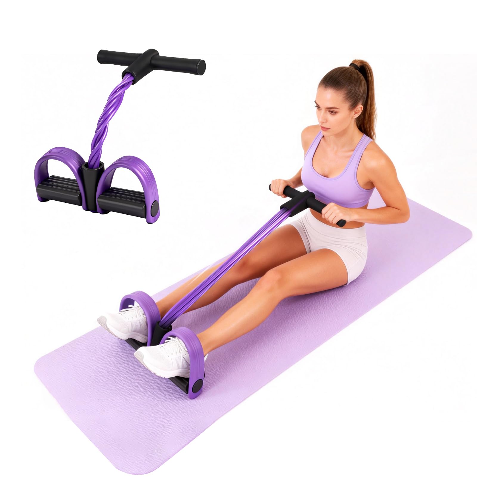 Multifunction Tension Rope, 6-Tube Elastic Yoga Pedal Puller Resistance Band, Natural Latex Tension Rope Fitness Equipment, for Abdomen/Waist/Arm/Leg Stretching Slimming Training