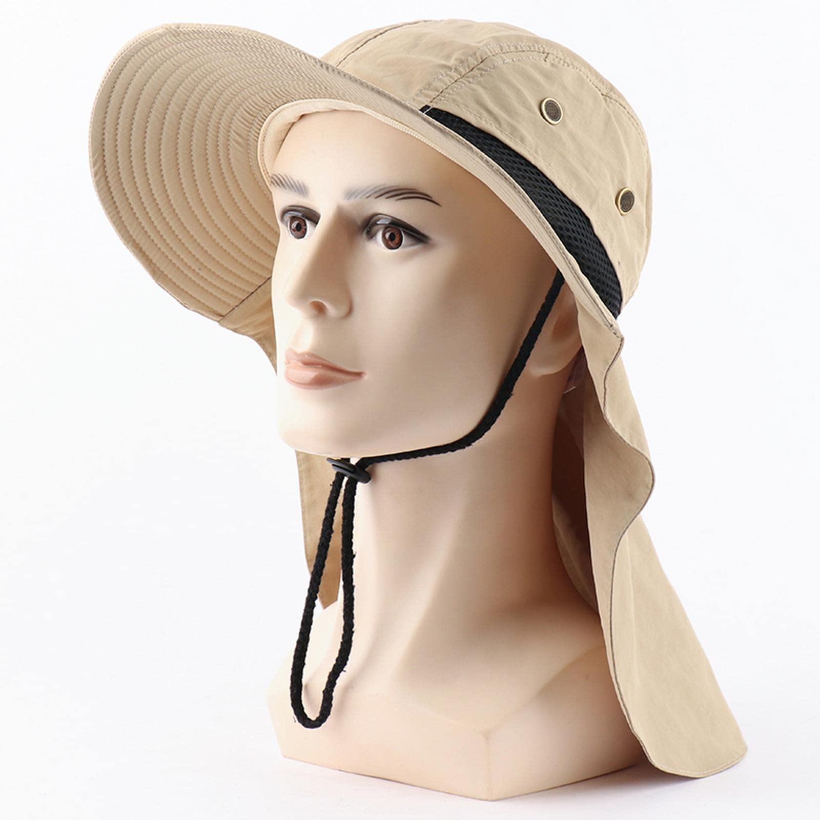 Sombrero de pescador, sombrero de sol para mujeres y hombres, sombrero casual con solapa para el cuello, al aire libre, ala larga, sombrero de pesca, transpirable