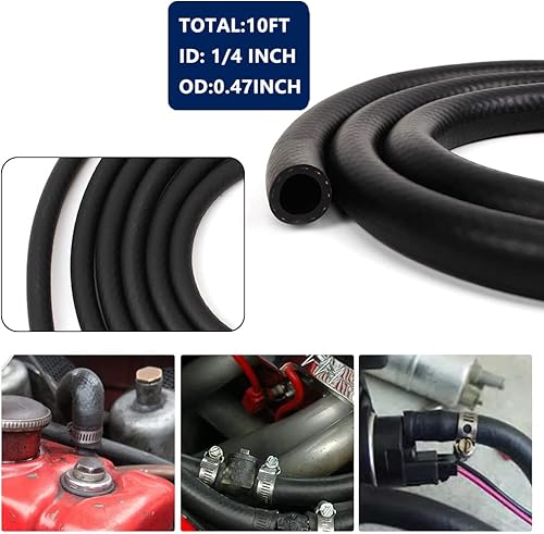 Miniatura 6 de MUGE RACING NBR Manguera de línea de combustible de nailon negro, manguera de línea de combustible de aceite de gas de 1/4 de pulgada de diámetro