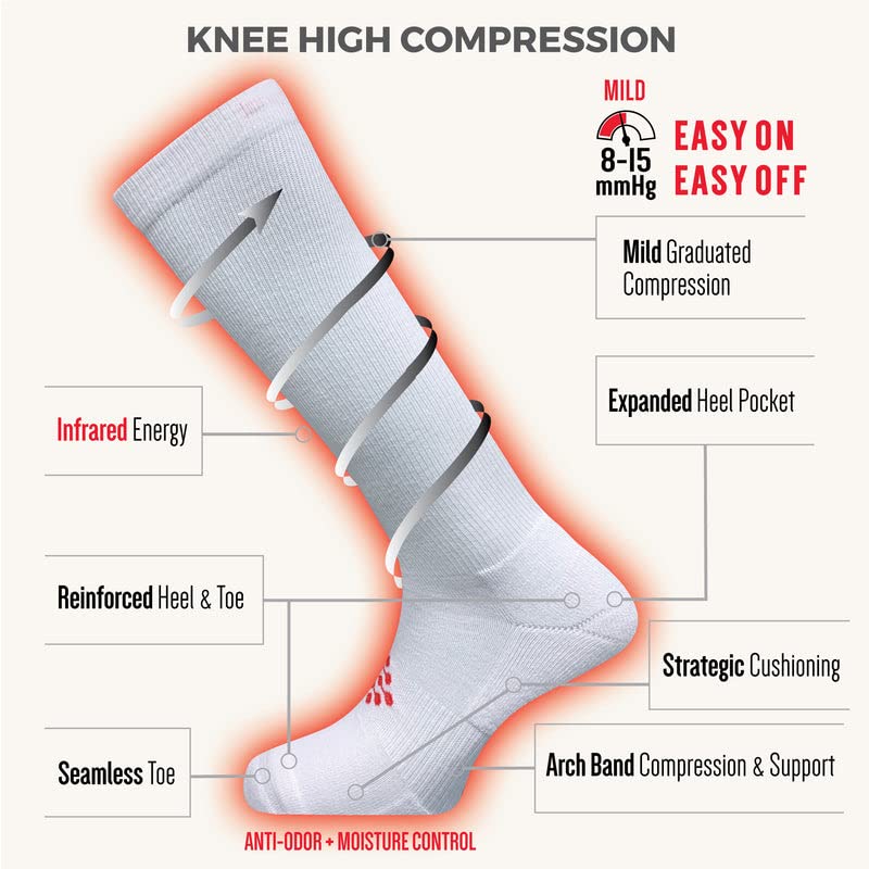 Women's Crew Socks - Sport Socks with Compression + Infrared - 3 Pairs4