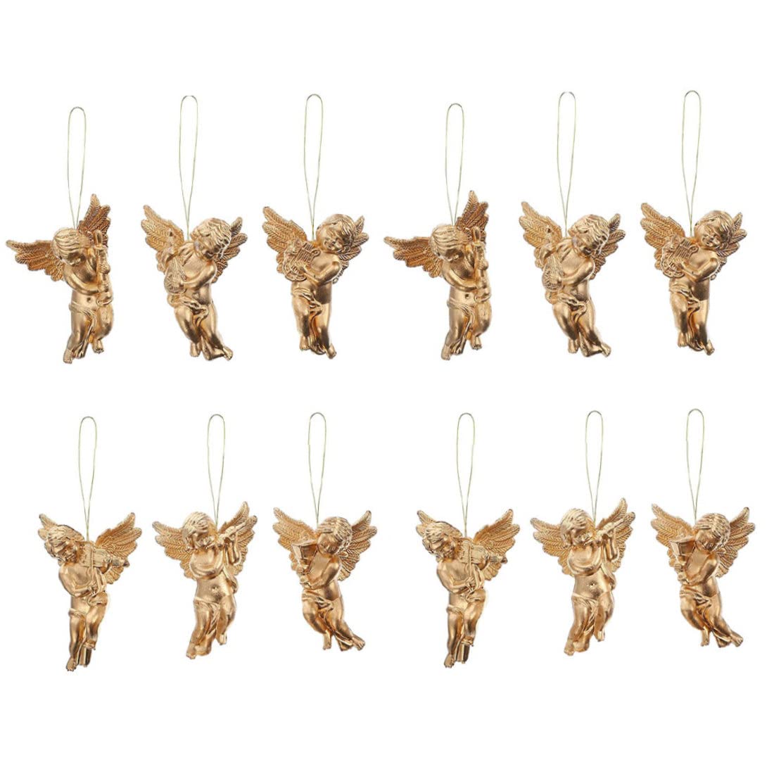 Fkngcp Golden Christmas Hanging Decorations Mini Cherubs Pendant Xmas Tree Party Ornaments 12Pcs Gold Christmas Angel Ornaments