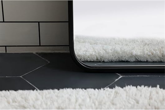 Elegant Decor Evermore 18x60 Soft Corner Metal Rectangular Mirror in Black