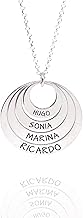 925/1000 Sterling Silver Necklace with Personalized Names Mother's Day Gift Christmas Gift Personalized Gift (Pendant 4 Hoops 16/20/26/33 mm)