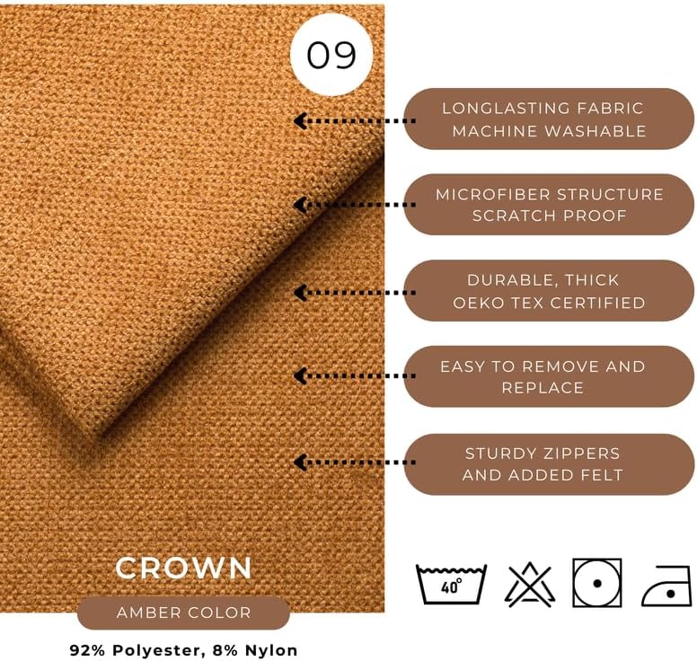 comfortly Cover for Karlstad Armchair, Replacement Slipcover, Heavy Duty 5 pcs Cover, Soft Durable Washable Fabric, Easy to Clean & Replace (Crown - Amber)