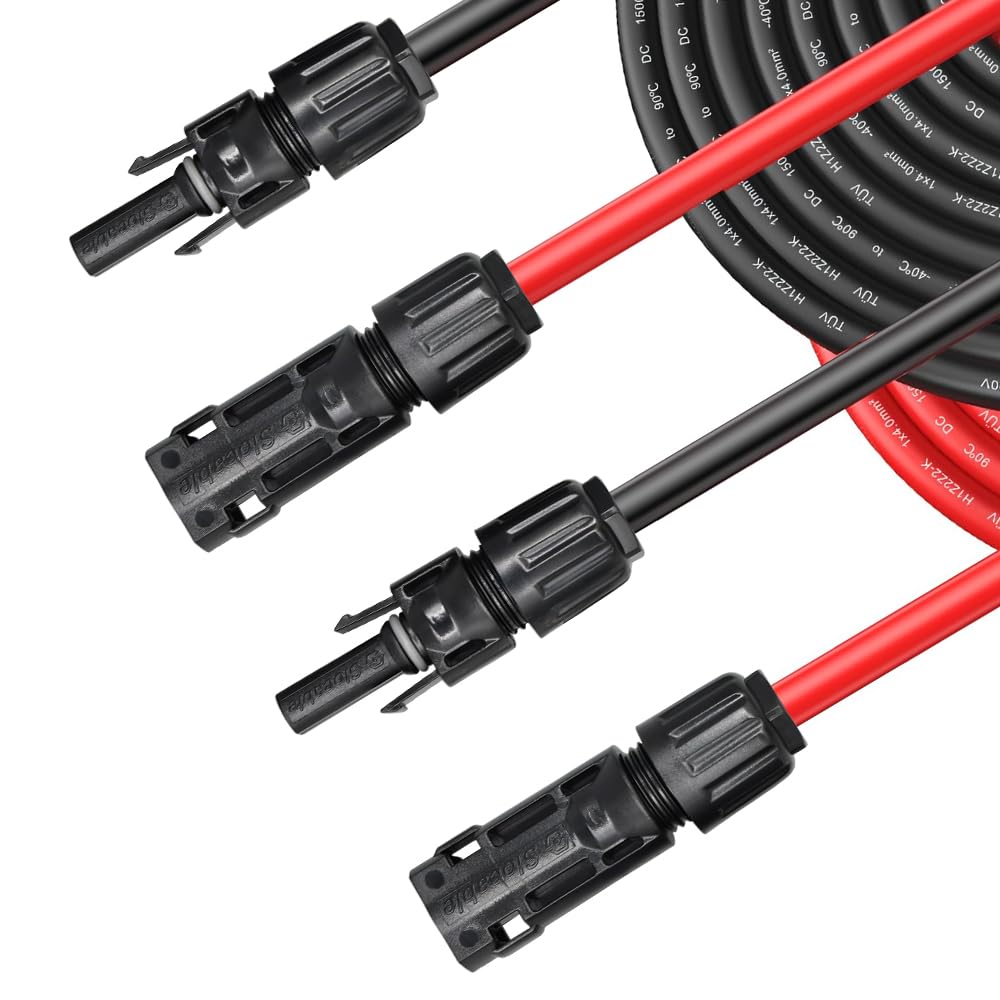 8AWG (10mm²) Solar Panel Extension Cable, 1500V 70A Solar Wire with IP68 Male and Female Connector(30FT)