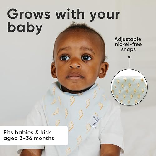 Miniatura 5 de Copper Pearl Paquete de 4 baberos de algodón suave para babeo y dentición, baberos absorbentes para bebés niñas y niños, ajustables para adaptarse a