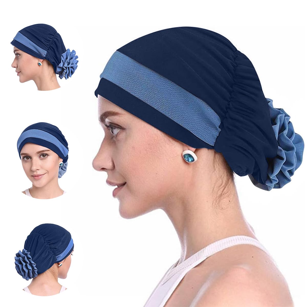 Chemo Caps for Women Stretchy Turban Cap for Women Flower Headwear Head Wrap Ladies Skull Cap Cancer Beanie Hat Head Covering