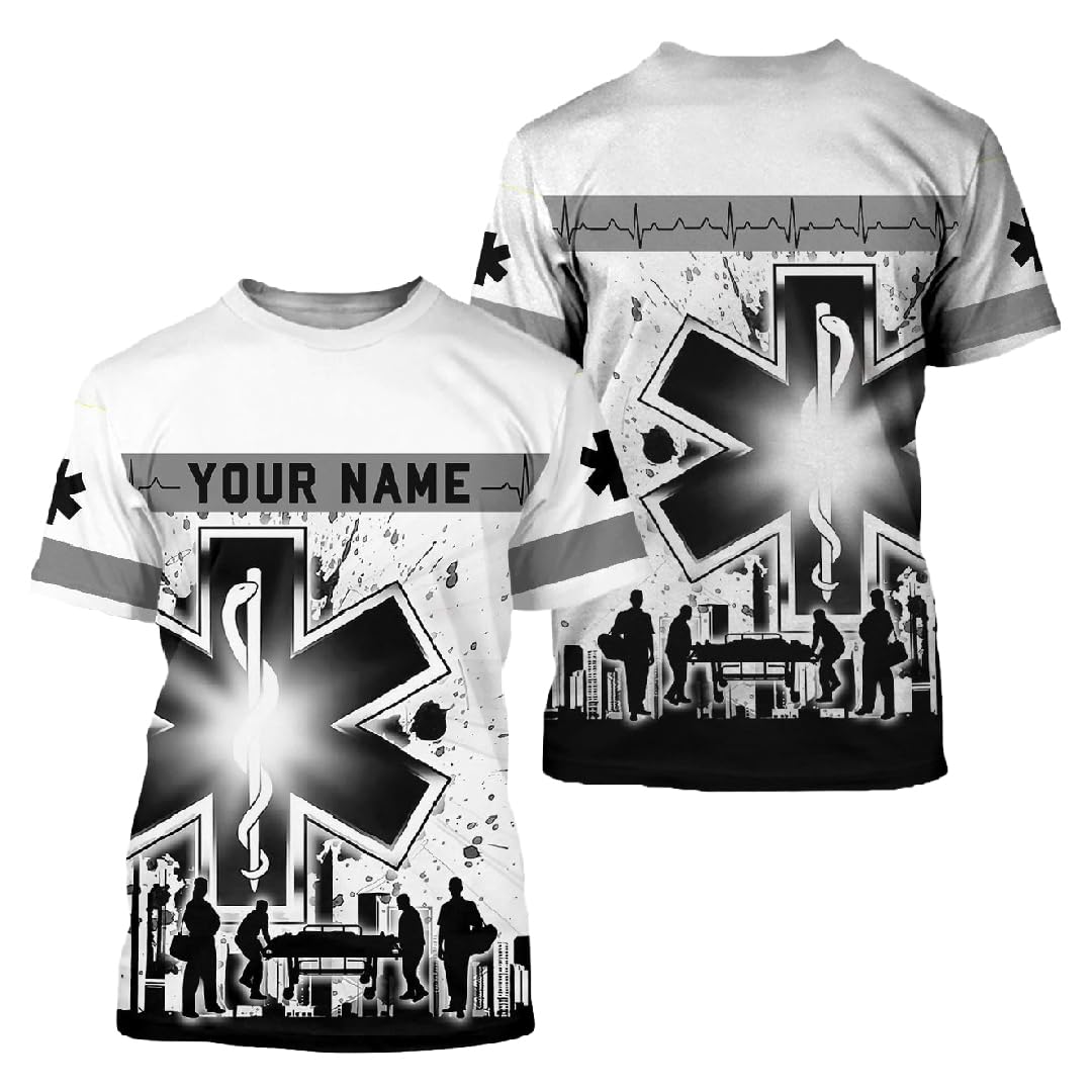 Riveprints Personalized EMS 3D Shirts for Men Women, Emergency Medical Services Shirt, EMS Shirt, EMS Paramedic EMT Gifts (EMS 6)