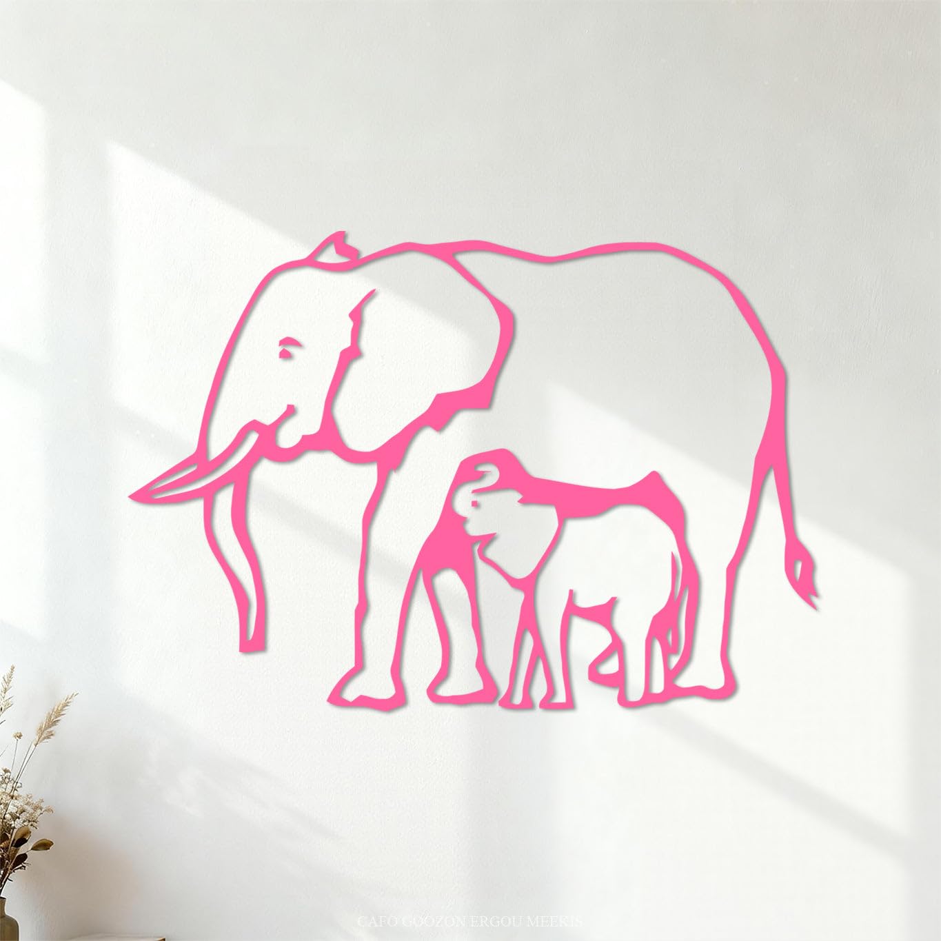 Mural and Wall Vinyl Decal Elephant Baby Animal Nice 64x92.1cm Personalized Customization Pink