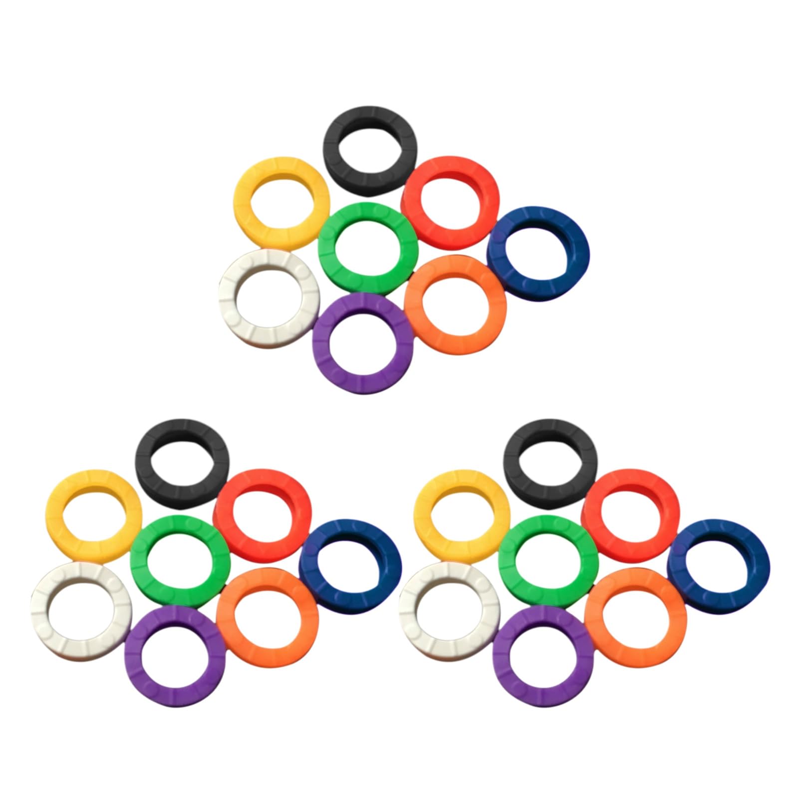 Porceosy 32Pcs Plastic Key Covers Round Key Caps Soft Rubber Key Identifiers Standard Flat Organization House Key Colorful Key Toppers B