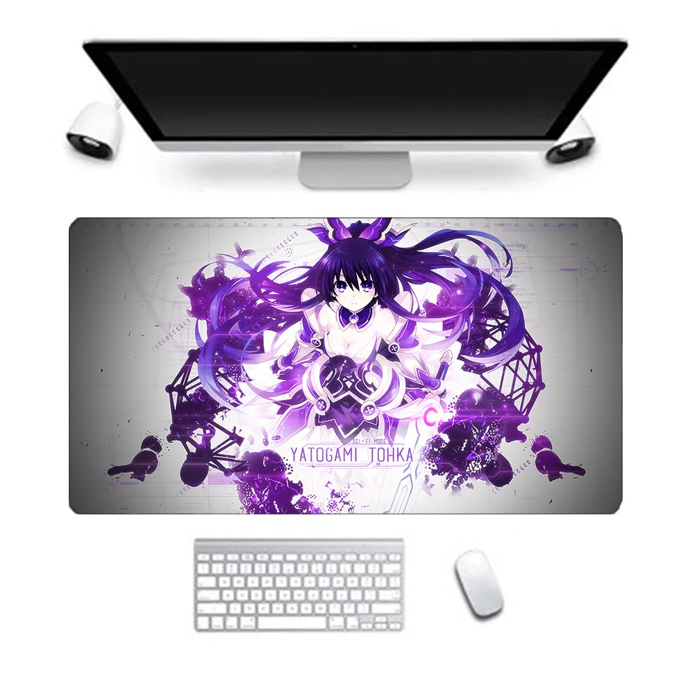 Date A Live Anime Gaming Mouse Pad, Tokisaki Kurumi Yatogami Toka 400 * 700mm Extended Large Non-Slip Rubber Mouse Mat, Desk Pad for Office Desk Office