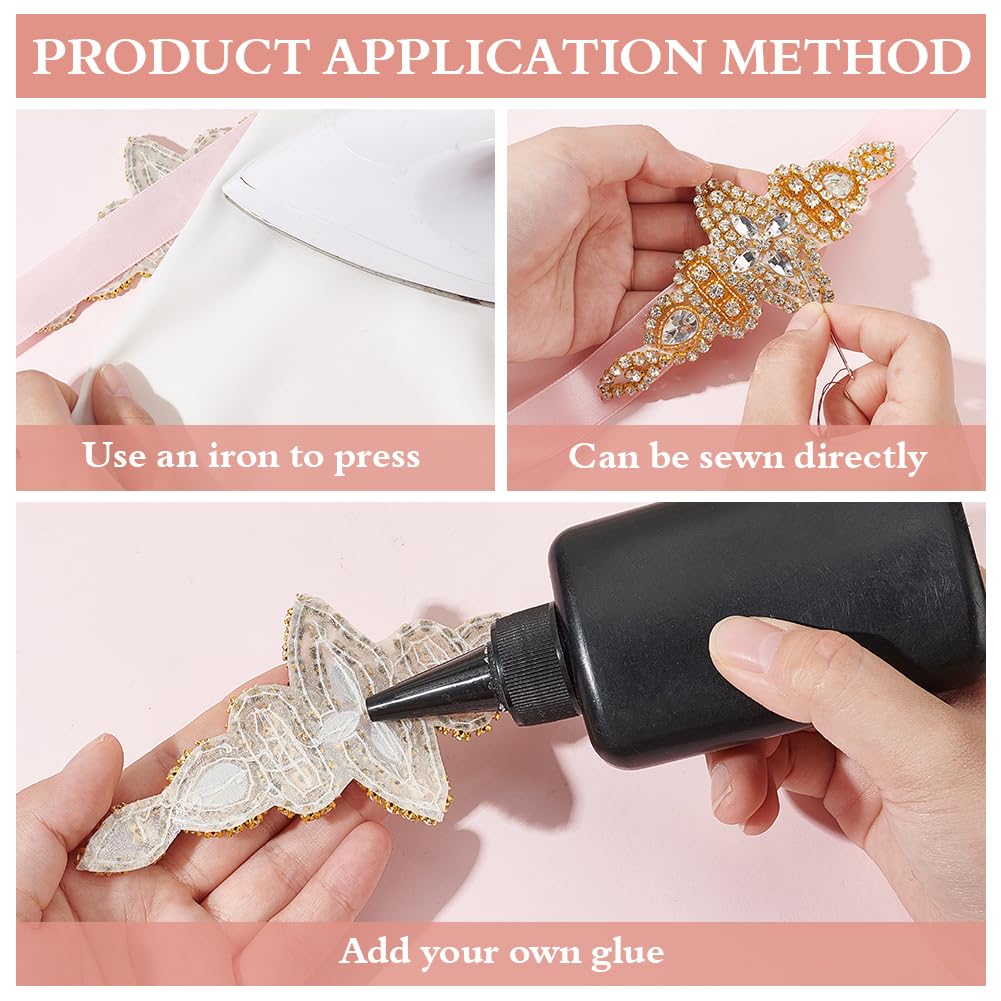 Appliques Strass Diamant FINGERINSPIRE - 2 Décorations à Coudre Ou Repasser | Pour Robe, Ceinture, Chaussures