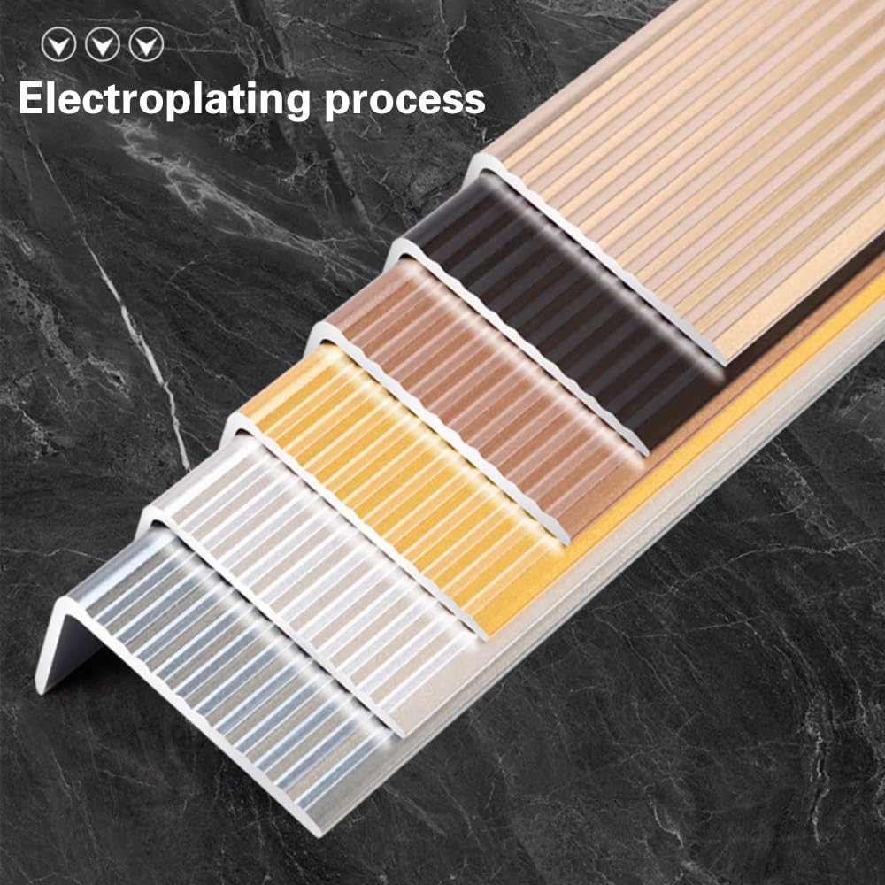 Protector De Borde De Escalera, Perfil De Aluminio Antideslizante Cantonera Protector De Borde Forma De L para Escaleras De Madera Metal Y Baldosas(Rose Gold,3pc-130cm/51in)