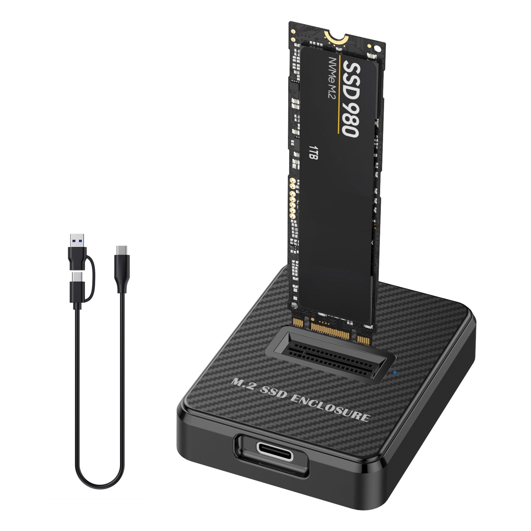 M.2 NVMe SSD Enclosure Adapter, 10 Gbps M.2 NVME Enclosure and SATA USB Adapter, USB 3.1 Gen2 SSD Enclosure for NVMe PCIe M-Key/M+B Key in 2230/2242/2260/2280, Plug and Play, Black-image-47