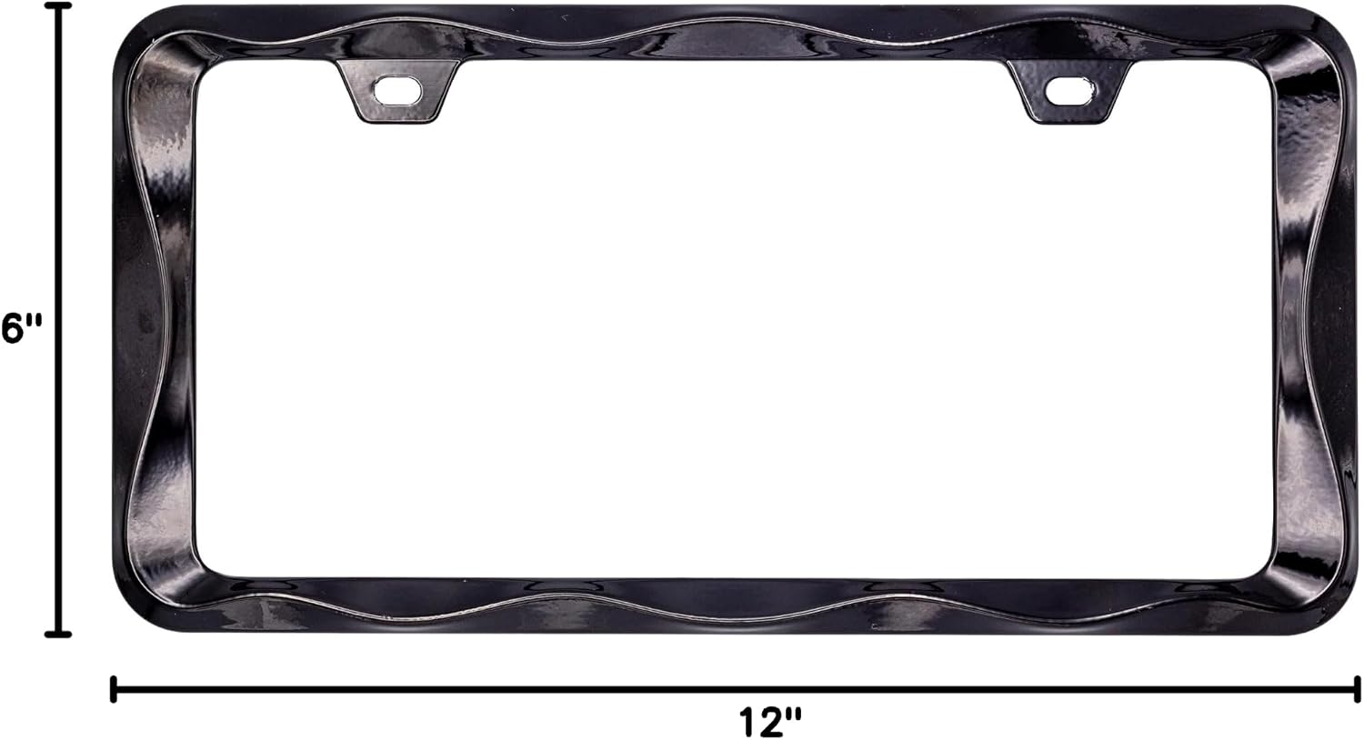 Creathome 3D Curly Wave Pattern Black License Plate Frame from Pure Zinc Alloy Metal