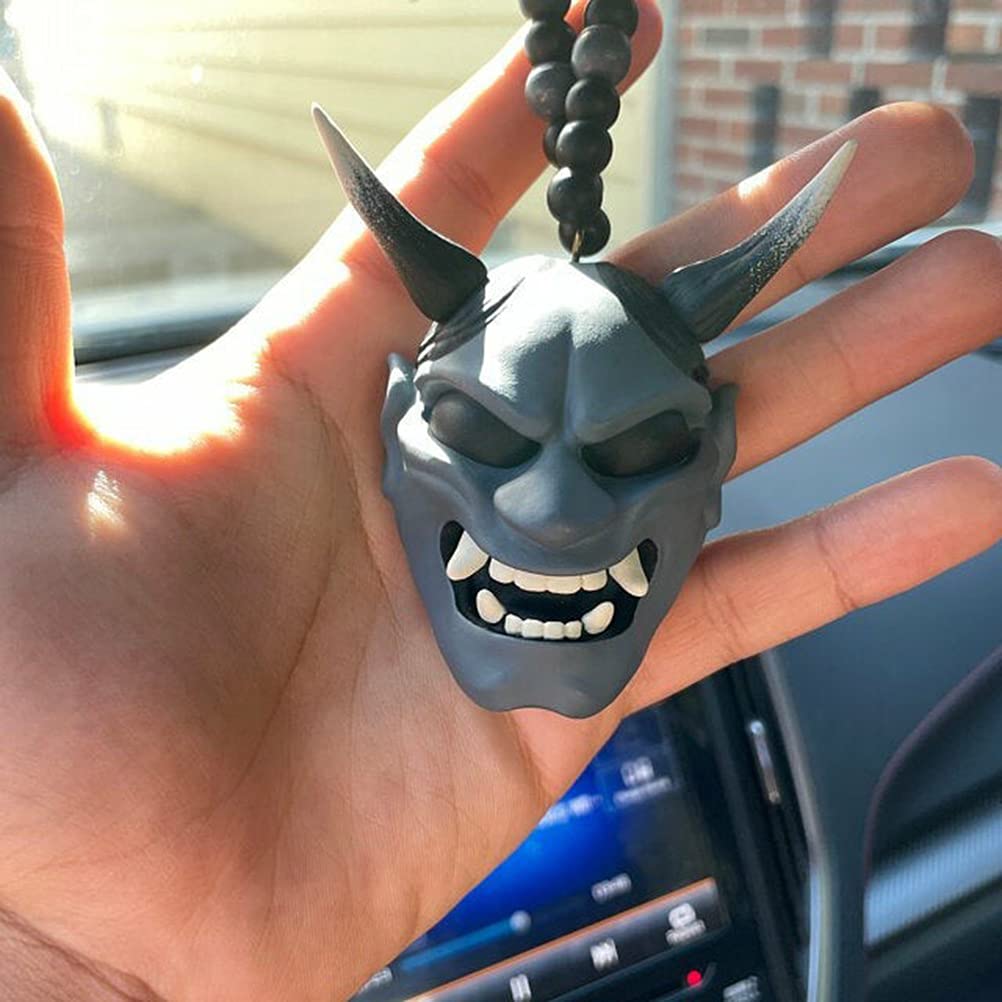 Pendentif De Rétroviseur Voiture Samouraï Et Hannya Oni Japonais - Décoration Auto, Porte-bonheur, Résine Polyuréthane