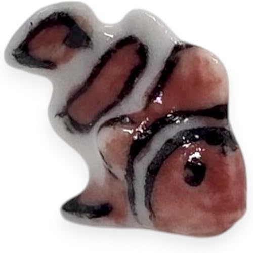 WitnyStore Pequeña figura de pez payaso blanco rojo y blanco de Nemo Anémona  Miniatura hecha a mano de cerámica peces marinos del océano, animales