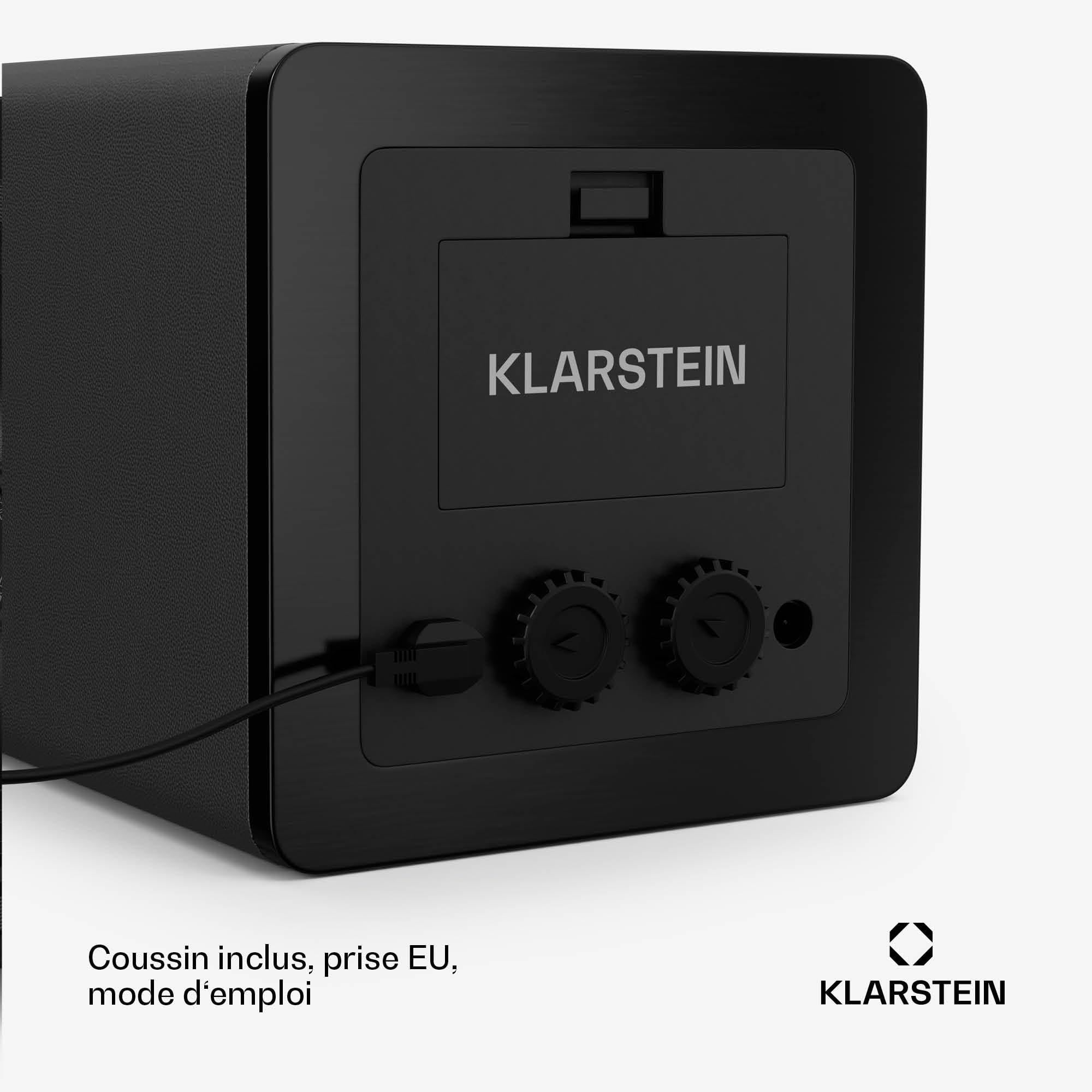 KLARSTEIN TimeSync Remontoir de Montre Automatique - Cuir végétalien & Verre trempé, Moteur Silencieux Mabuchi, 5 TPD, Alimentation Secteur/Piles, Noir - boîte Remontoir pour Montre
