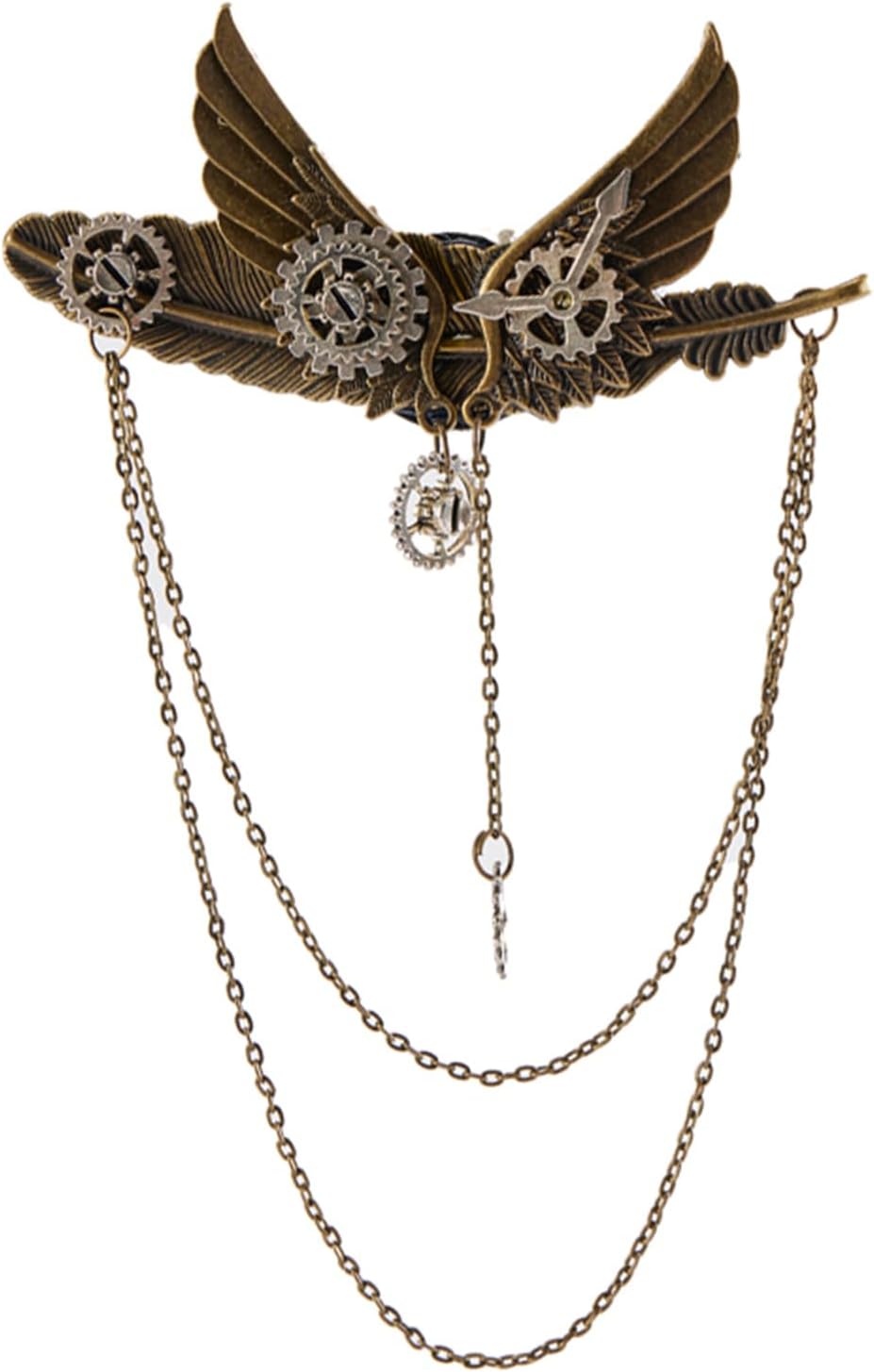 XBOKA Handmade Brooch Pin for Women Man PunkStyle Gear Wing