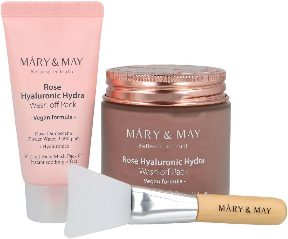 Veganistisch hyaluronic Hydra Wash Off Mask Special Gift Set – cadeauset, kleimasker en borstel