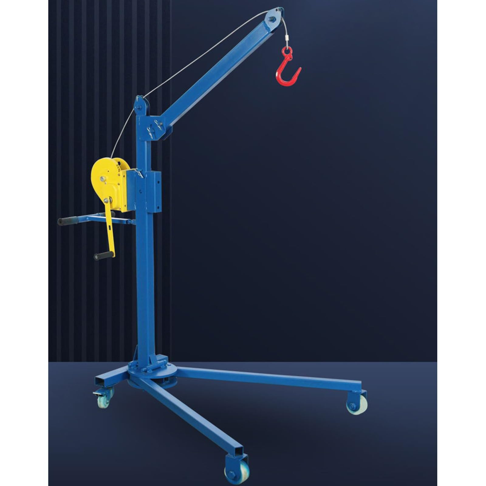 Portable Adjustable Height Crane Lift with Two-Way Self-Locking Winch for Moving Heavy Loads in Workshops and Garages