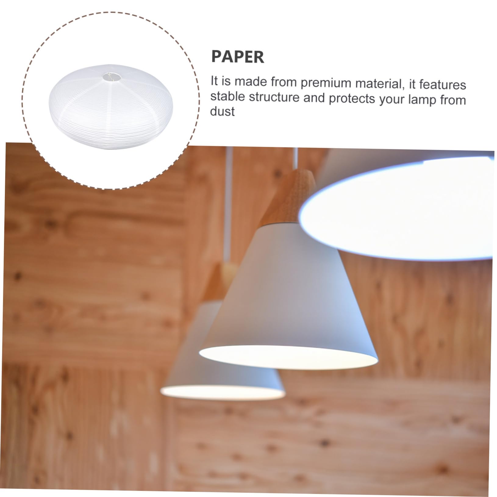 Homoyoyo Paralumi per Lampadari in Carta e Metallo, Paralume Bianco da Soffitto Semplice, Rotondo, per Camera da Letto e Ufficio