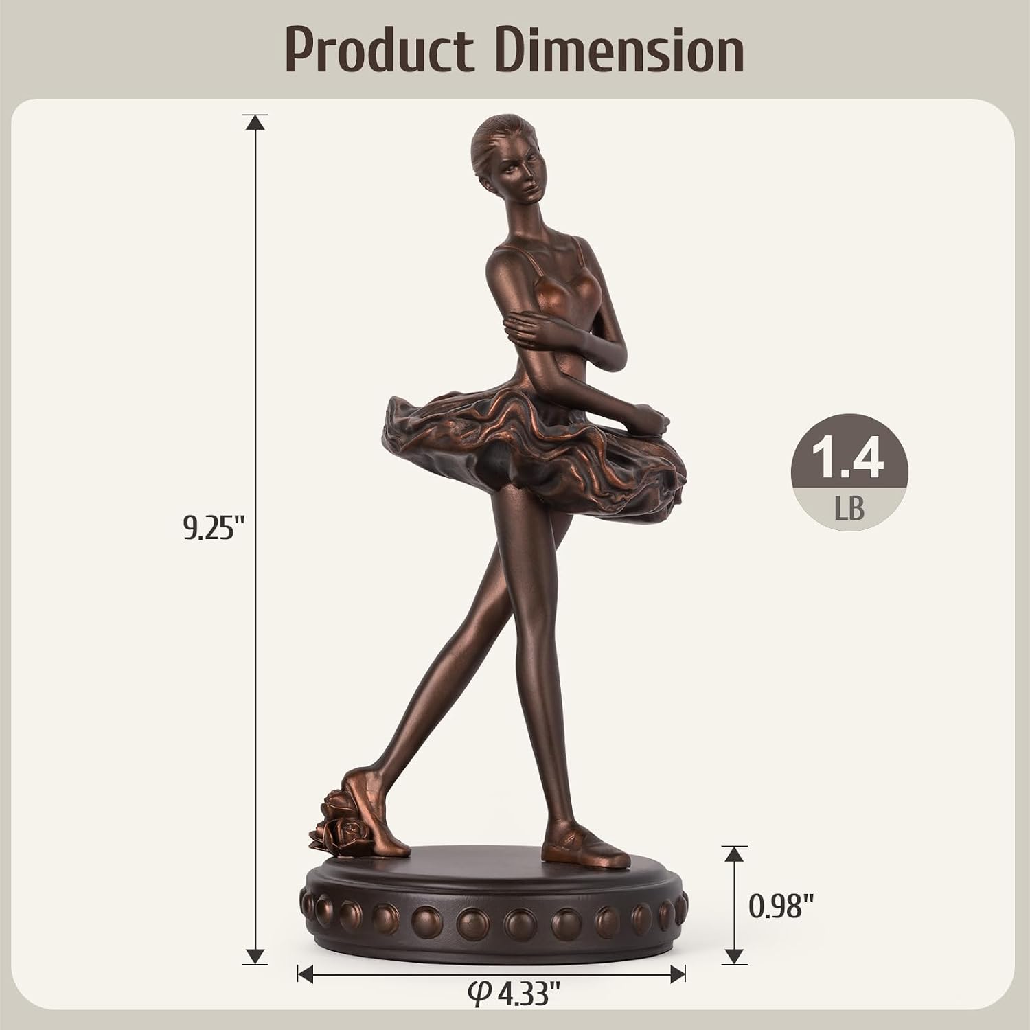 Ballerina Figurines, Ballerina Dancer Statues Resin Sculpture Vintage Home Decor, Ballet Dance Girl Ornament for Shelves Home Office Decor (Bronze) image 2