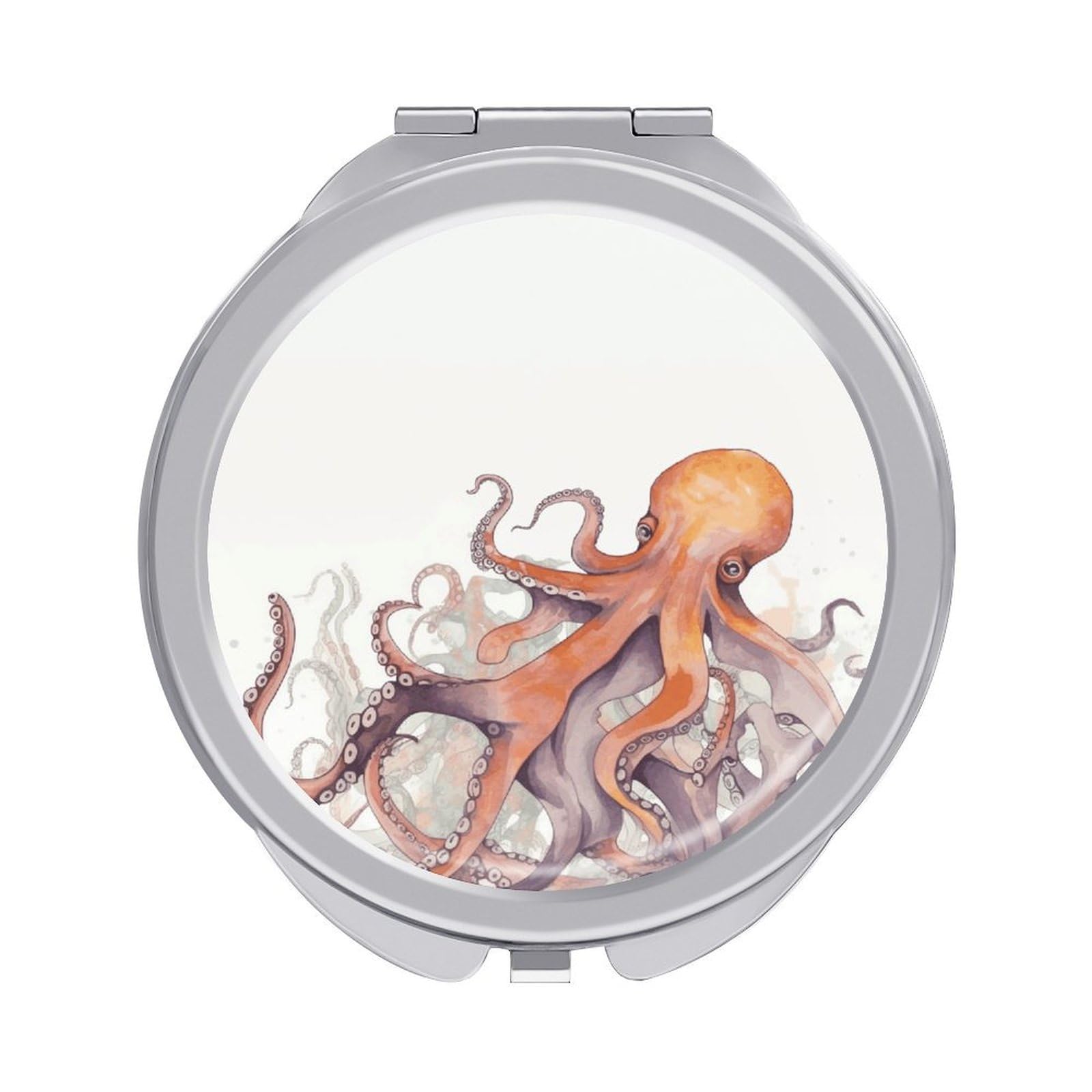 LZQPOEAS Octopus Tentacles Compact Mirror, Double-Sided Folding Makeup Mirror, Durable Metal Travel Pocket Mirror for Purse, Portable Round Touch-Up Mirror for Table Gifts and Everyday Use