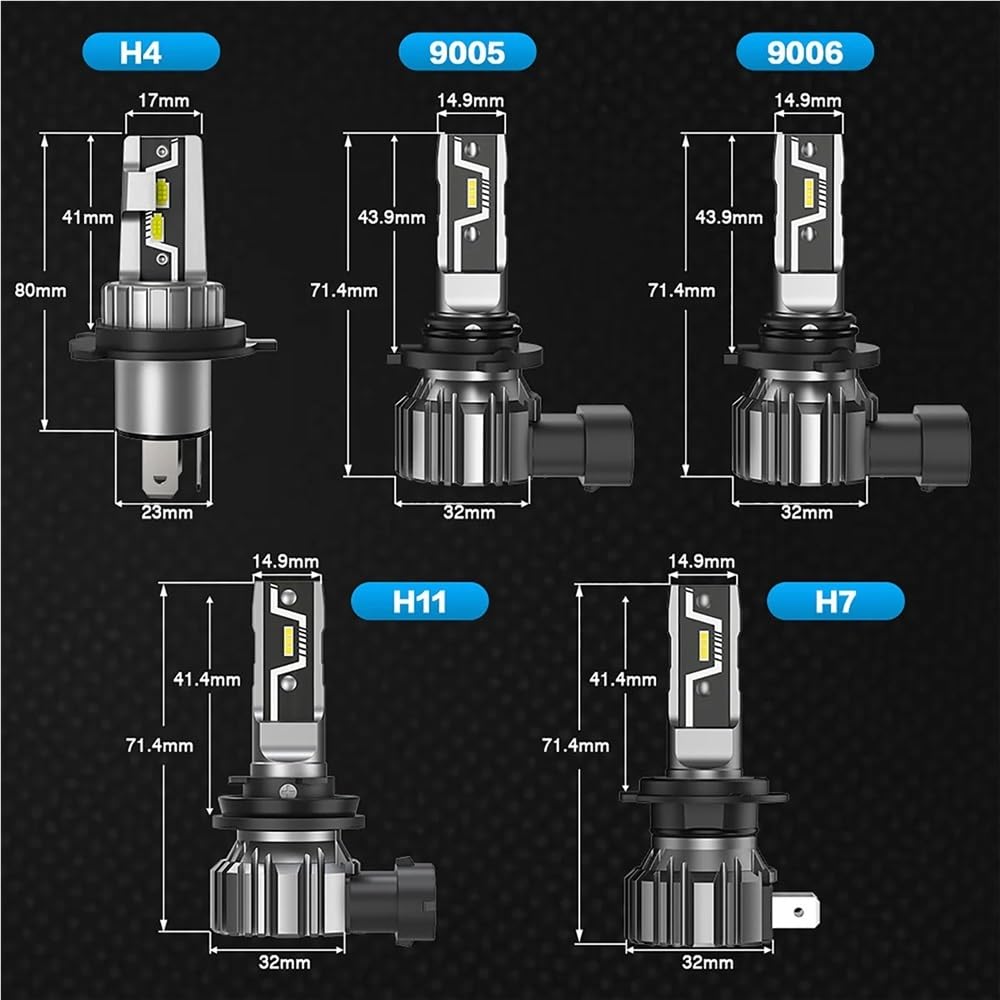 Żarówka LED H11 do reflektorów H7 H4 H8 H9 H1 9005 HB3 9006 HB4 led h11 Rozmiar Lampy samochodowe 50W 10000LM Reflektor 6500K Lampa przeciwmgielna(9006/HB4)