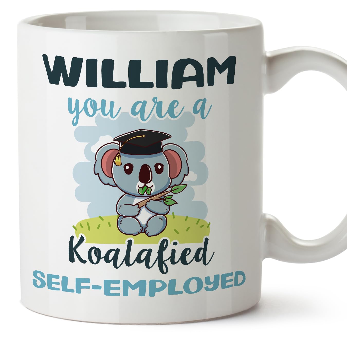 MUGFFINS Personalised Mug for SELF-Employed man - in English - Custom Koalafied - Funny Custom Gift for Colleagues - Ceramic 11oz Mug — image 1