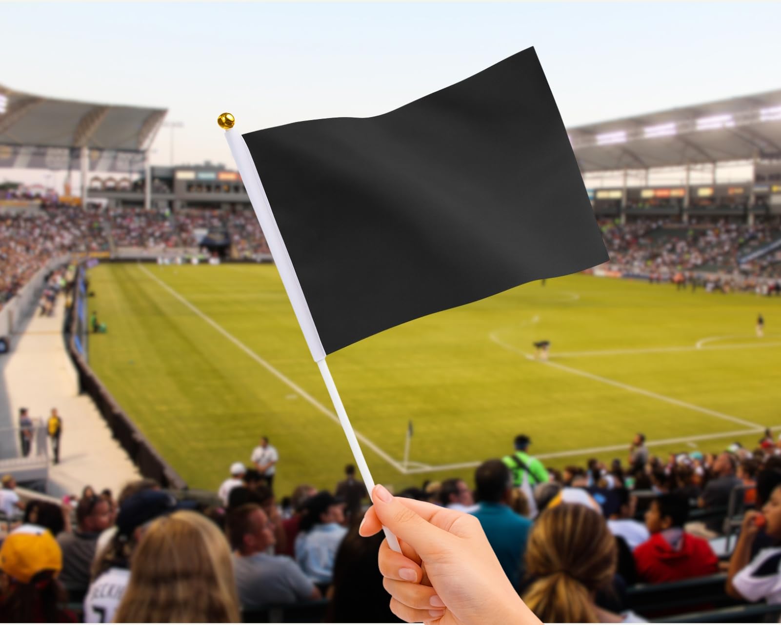 SCSpecial Small Flags 25 Pieces Mini Handheld Flags on Stick 8.2 Inch x 5.5 Inch Outdoor Flags for Parades and Decoration (Black) - Image 4