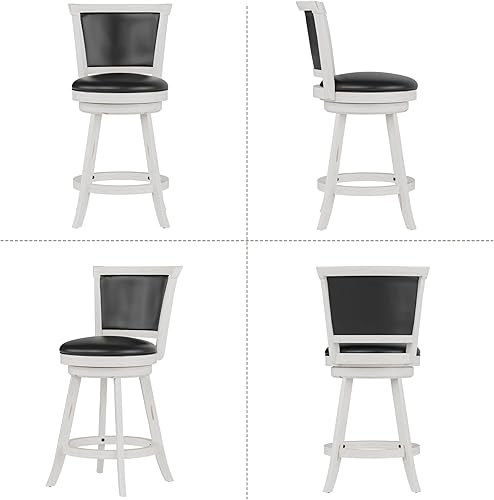 Miniatura 8 de Betterhood Taburetes de bar giratorios de 24 pulgadas de altura de mostrador, taburetes de bar con respaldo alto con asiento tapizado de piel
