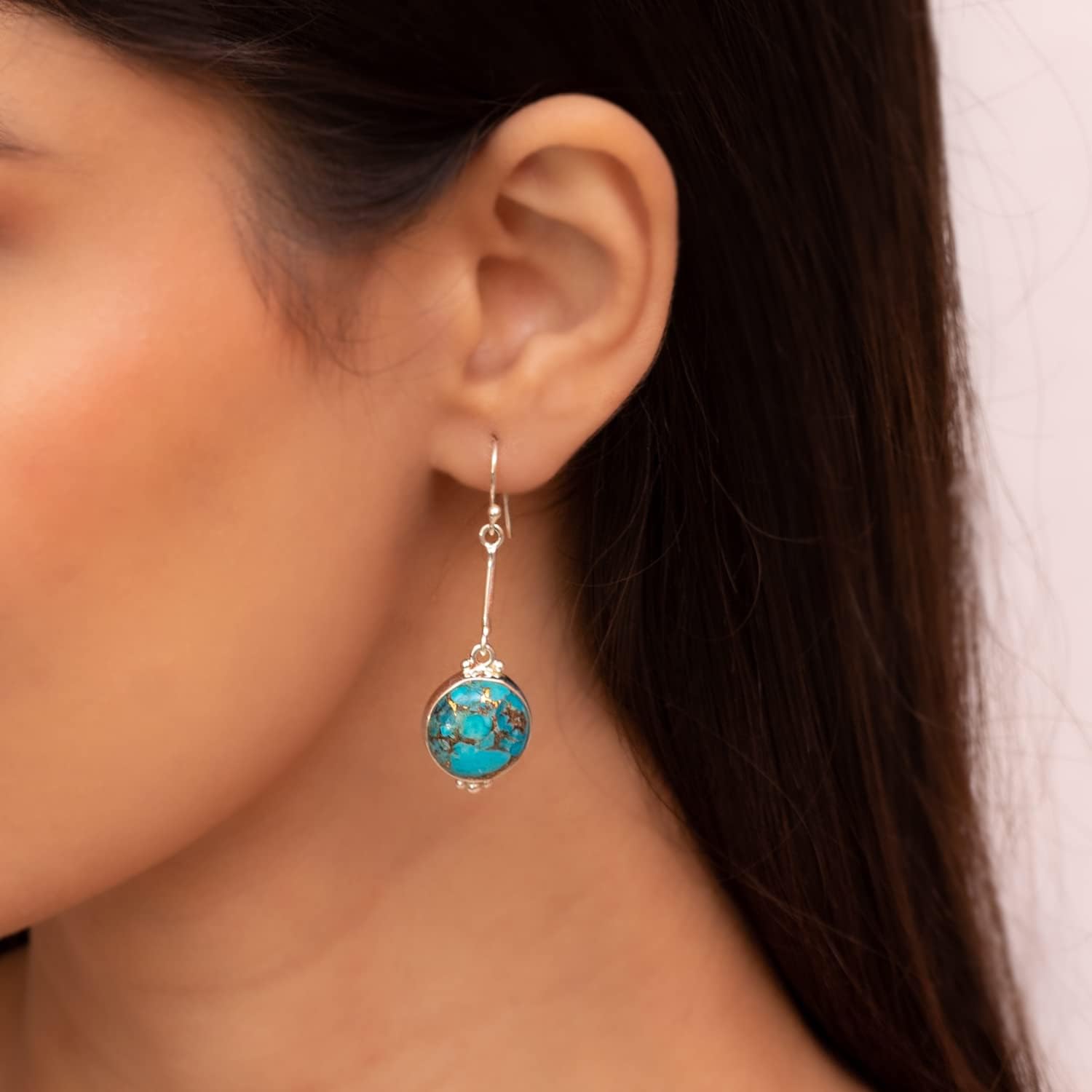 Turquoise Earrings 925 Sterling Silver Drop Dangle Earrings for Women Western Boho Earrings Southwest Turquoise Jewelry Birthday Gifts for Women - Image 2