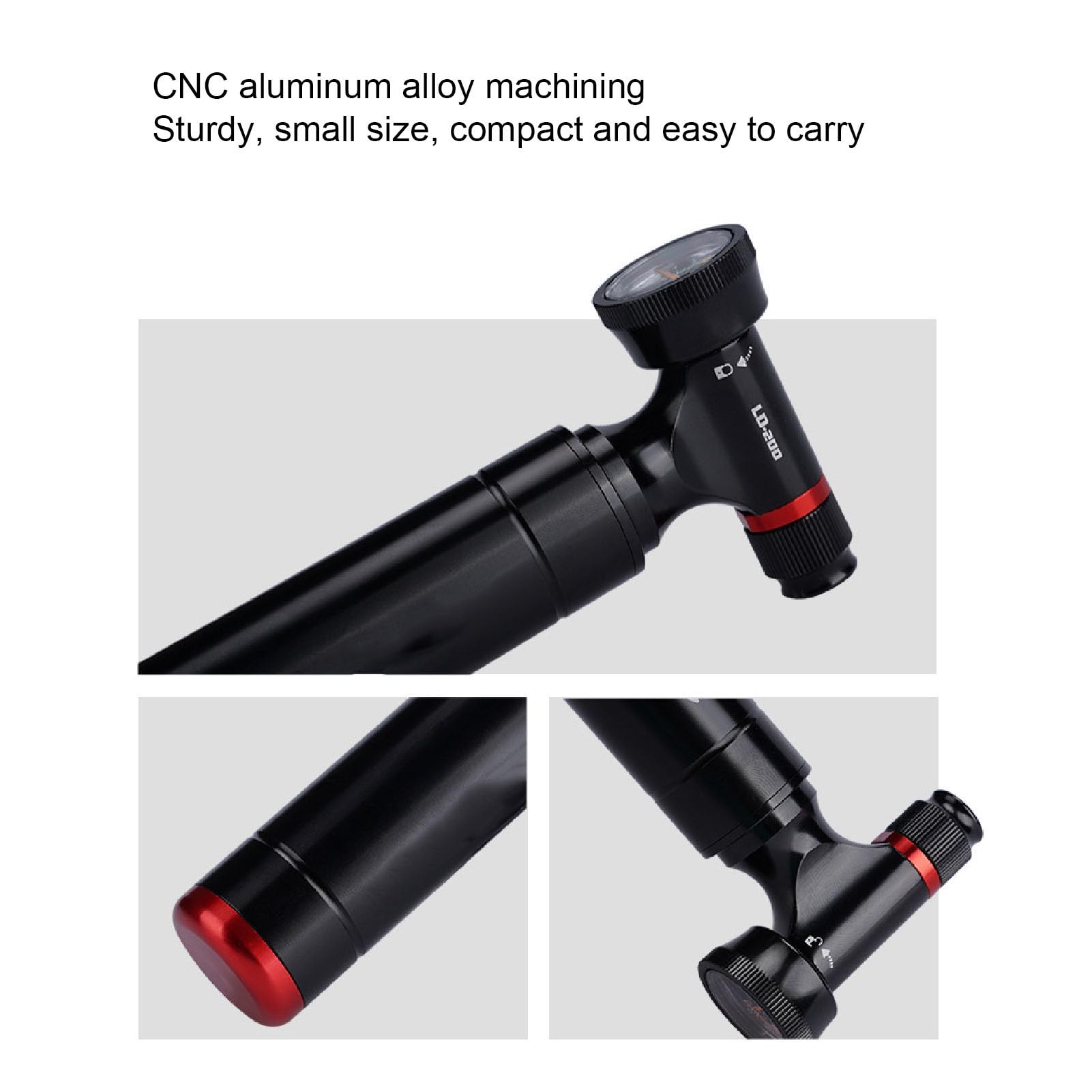 Yosoo Health Gear Mini Pompa per Bici Pompa per Pneumatici per Bicicletta in Lega di Alluminio con Manometro per e Valvola Francese Gonfiatore per Pneumatici per Bici CO2 Portatile per Ciclisti di