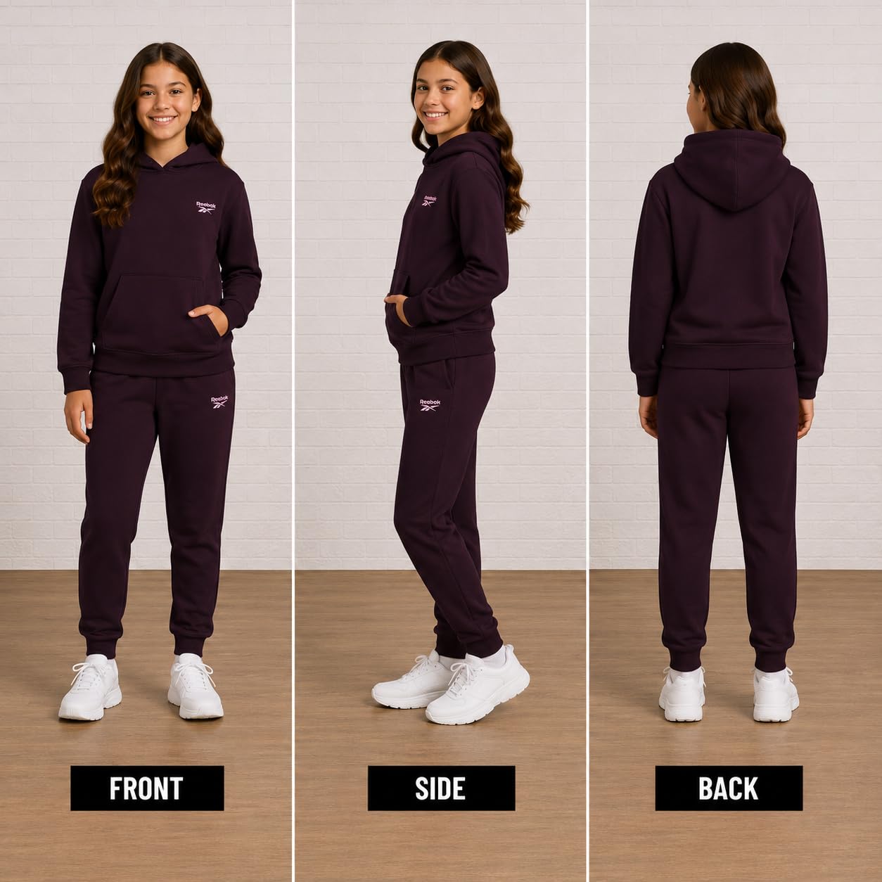 Reebok da Set 2 pezzi felpa con cappuccio tuta e pantaloni della per ragazze