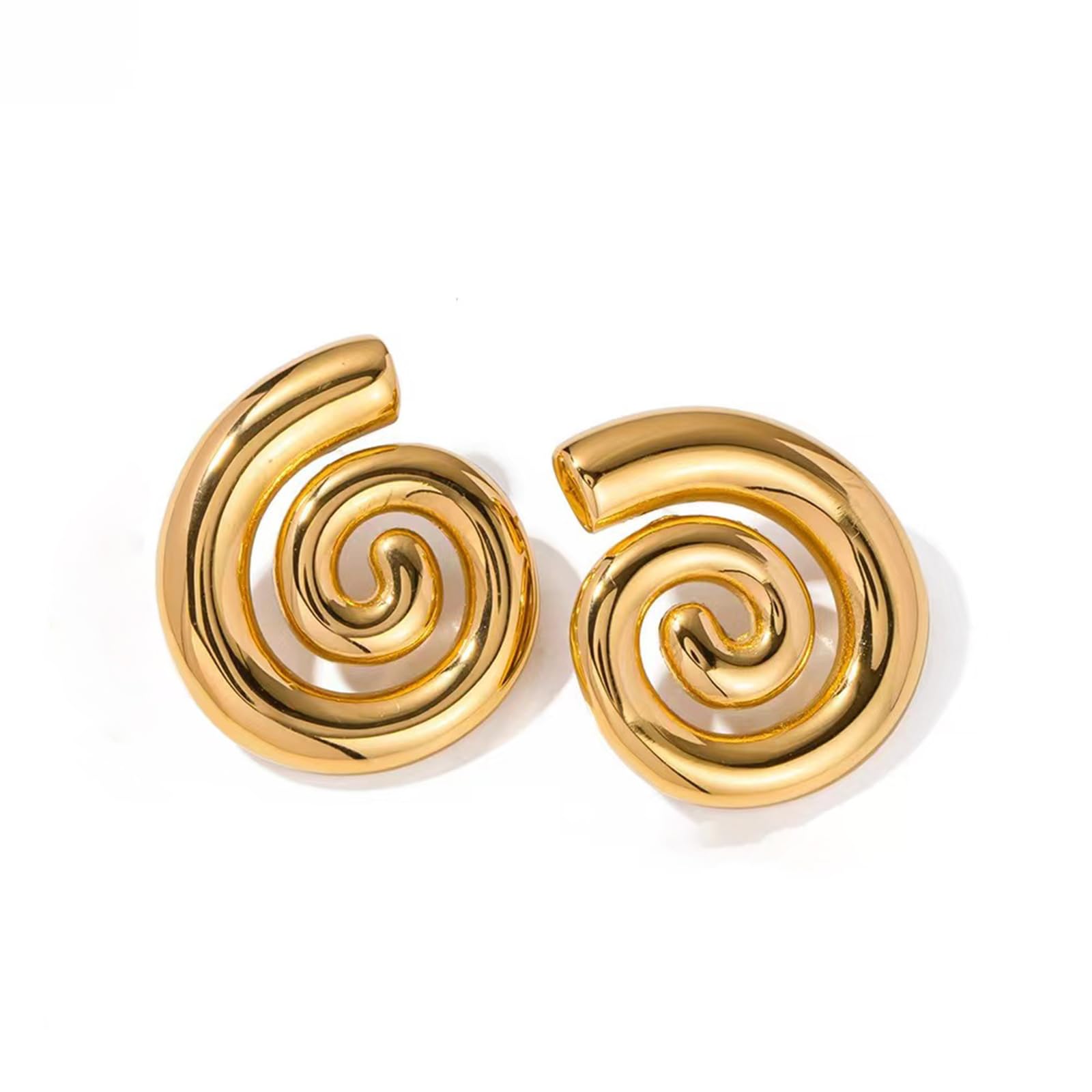KOFISNIGold Spiral Earrings for Women Chunky Gold Silver Statement Earrings Retro Stud Drop Earrings Trendy Jewelry Gifts for Women Girls