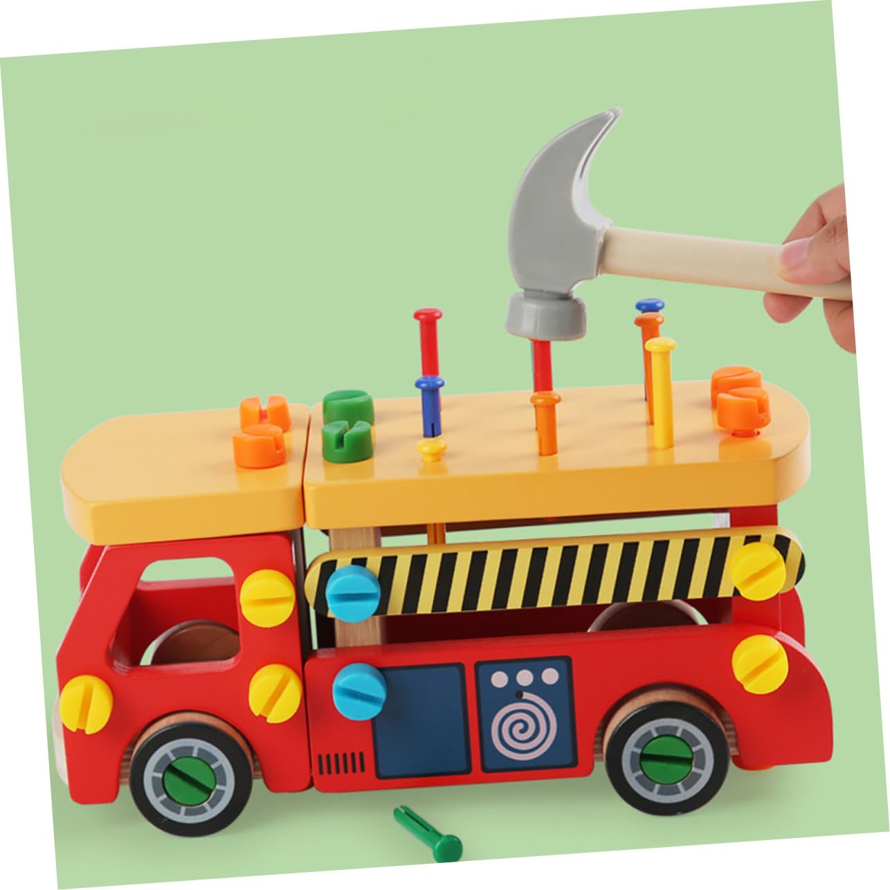 Didiseaon Set di Strumenti in Legno per Bambini Kit di Strumenti Realistici per Coordinazione Mano-occhio Giocattoli Educativi per Bambino Ragazzo