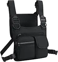 Bolsa Peitoral Tática Pochete Chest Bag Masculina Feminina – Mochila de Peito Esportiva com Bolsos e Alças Ajustáveis – Ideal para Shows, Motociclismo, Motoboy, Trilha, Ciclismo, Caminhada, Pesca