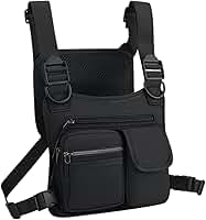 Bolsa Peitoral Tática Pochete Chest Bag Masculina Feminina – Mochila de Peito Esportiva com Bolsos e Alças Ajustáveis – Ideal para Shows, Motociclismo, Motoboy, Trilha, Ciclismo, Caminhada, Pesca