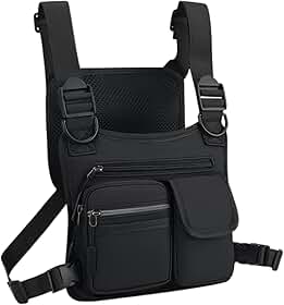Bolsa Peitoral Tática Pochete Chest Bag Masculina Feminina – Mochila de Peito Esportiva com Bolsos e Alças Ajustáveis – Ideal para Shows, Motociclismo, Motoboy, Trilha, Ciclismo, Caminhada, Pesca