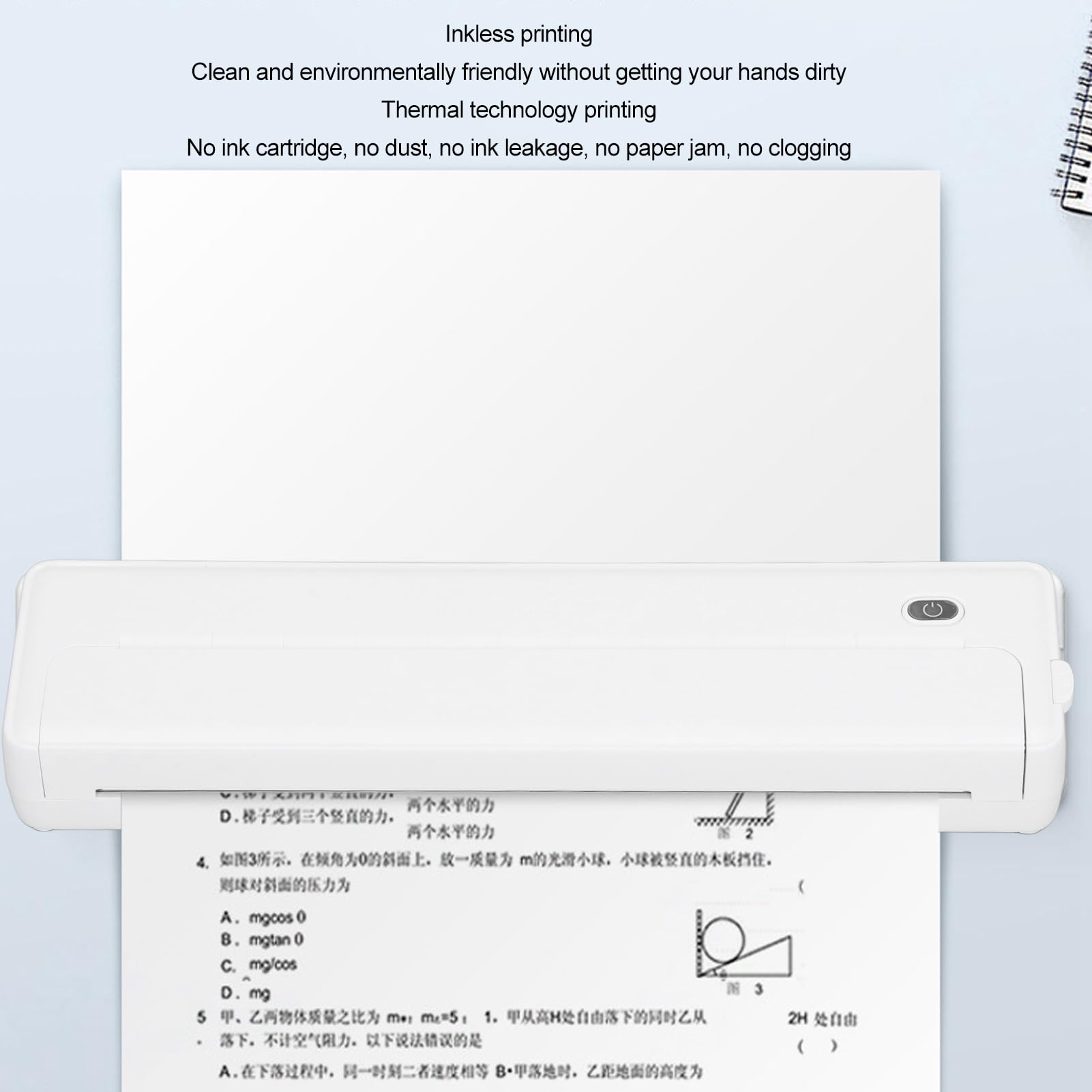 ciciglow Impresora Portátil Inalámbrica, Impresora Térmica Bluetooth de 210 Mm/218 Mm con Aplicación para iOS para Android, Impresora Móvil sin Tinta para Oficina, Hogar, Escuela