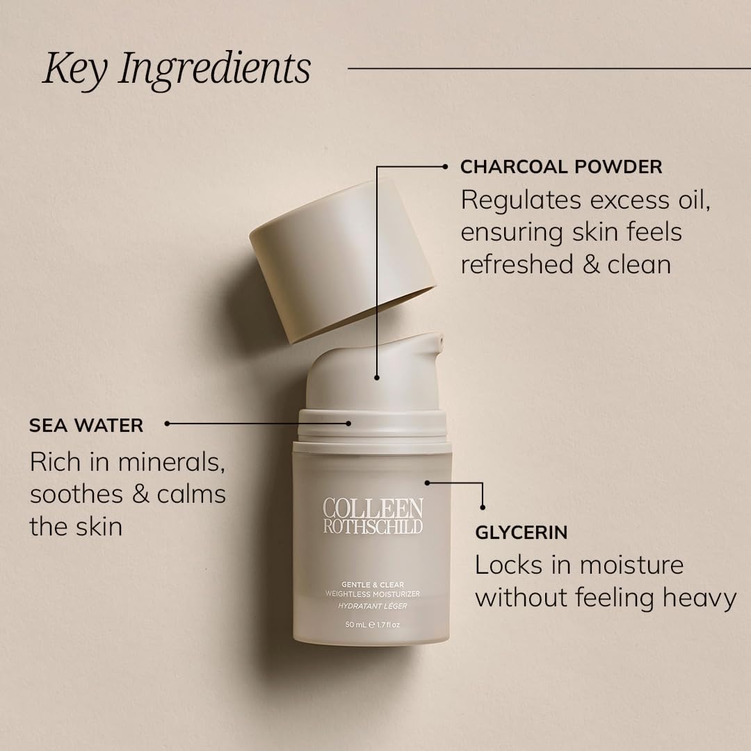COLLEEN ROTHSCHILD Gentle & Clear Weightless Moisturizer | For Blemish-Prone, Sensitive & Reactive Skin | With Salicylic Acid & Niacinamide | Oil-Free | Fragrance-Free (1.7 fl oz)