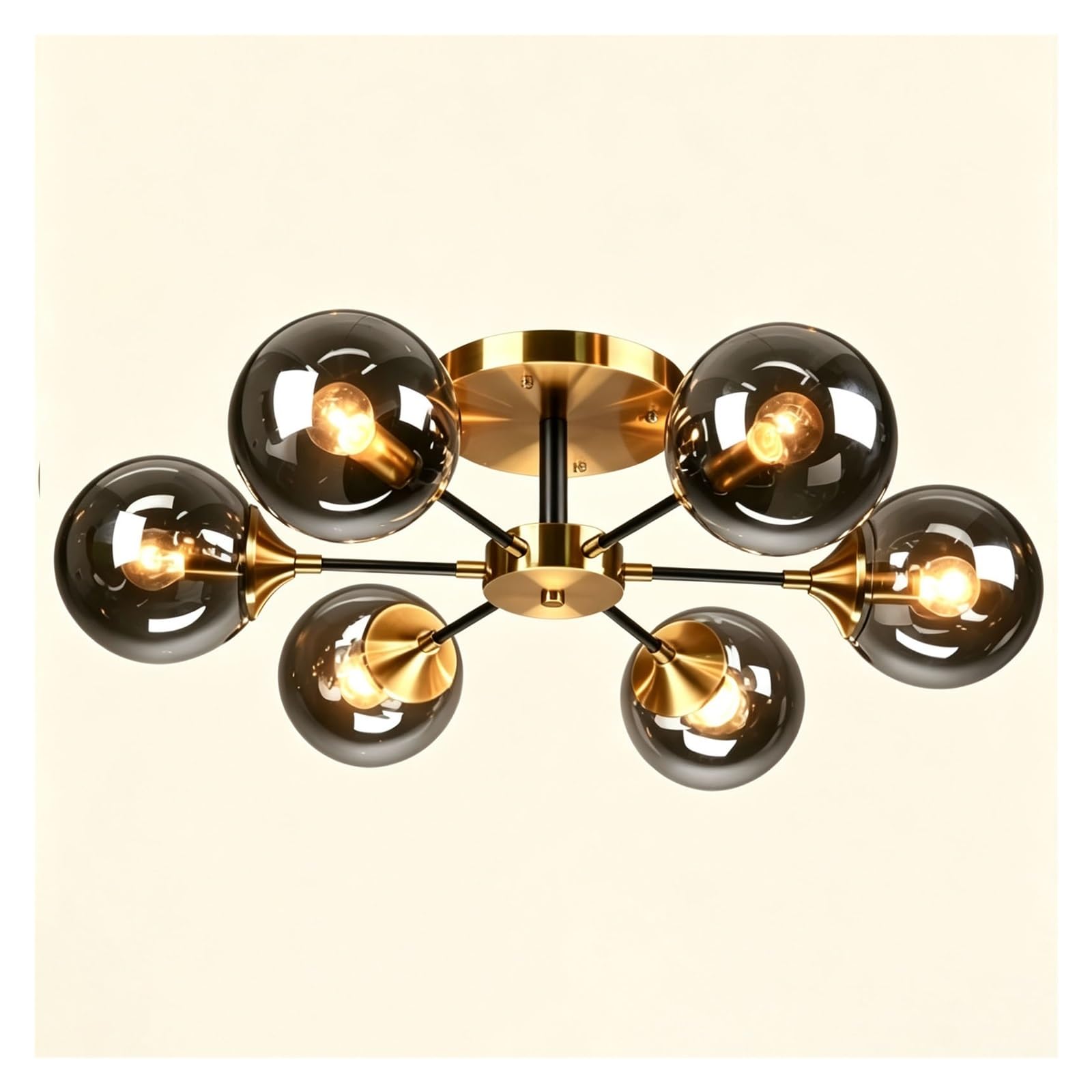 Luoyaob Gray Gold Ceiling Light Fixture 6 Light Globe Chandelier